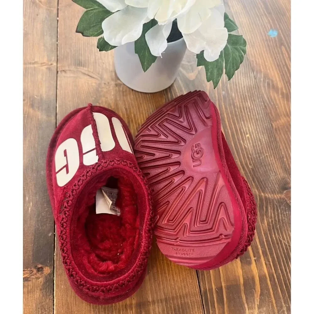 UGG Red Tasman Slipper Shoes Kids Size‎ 8
